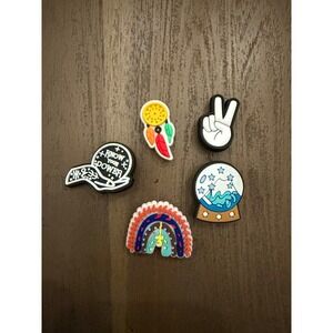 Boho Dreamcatcher Peace Sign Crystal Ball Rainbow Croc Shoe Widget Charms Set